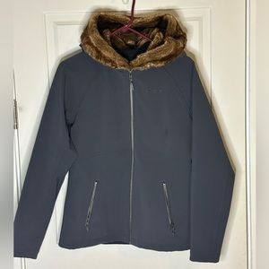 Marmot women’s dark gray jacket with faux fur hood size medium